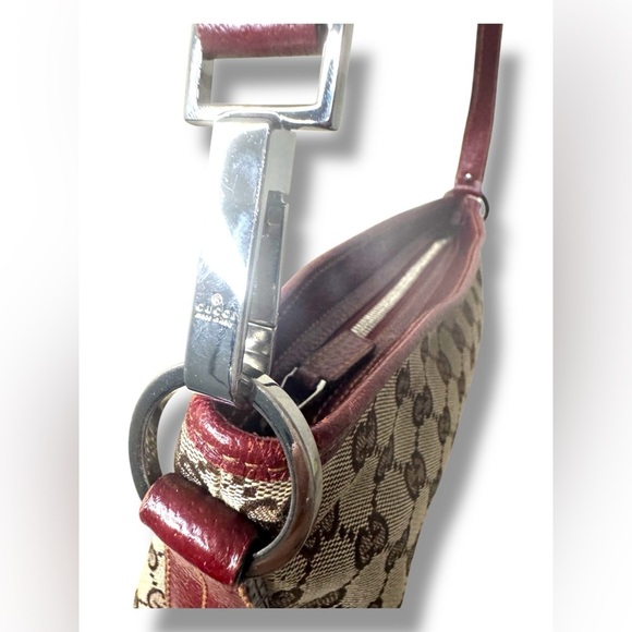 Gucci GG Supreme Canvas Shoulder Bag Brown Burgundy Vintage Style - Picture 10 of 15